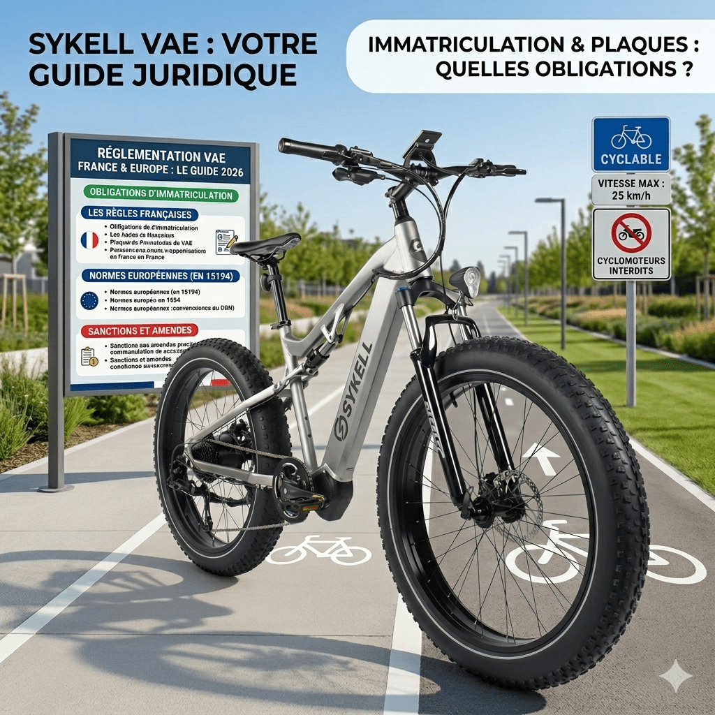 Vélo à assistance électrique conforme à la réglementation française et européenne 2026