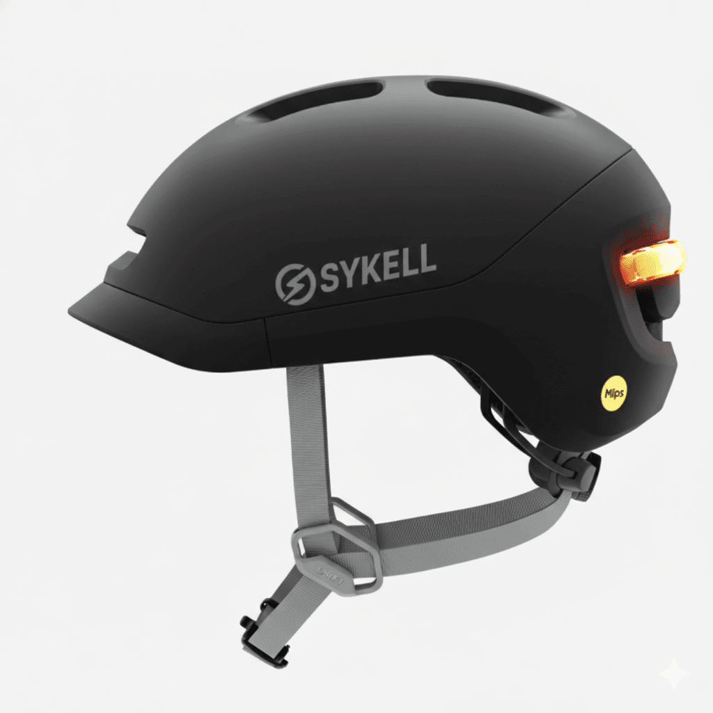 asque vélo Sykell noir vu de côté, ventilation et coque PC