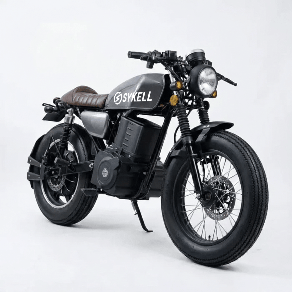Moto électrique vintage Sykell CG125, batterie 72V et vitesse 80 km/h