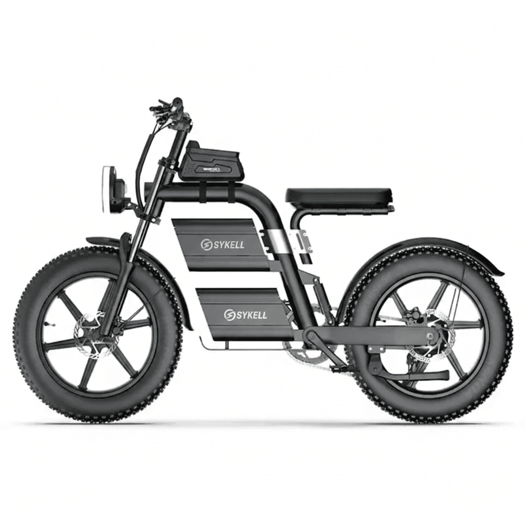Vélo électrique Sykell E20 vu de profil, cadre aluminium et double suspension