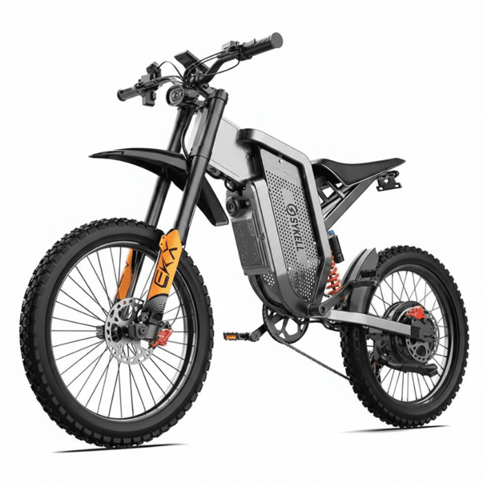 Vélo électrique Sykell MX21 Max vue avant trois quarts, suspension