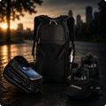 Ce visuel illustre les accessoires essentiels pour équiper un vélo électrique ou un Fat Bike. Il présente un sac à dos étanche pour transporter son matériel, un support smartphone étanche pour utiliser le GPS en toute sécurité, un kit d'entretien compact ainsi que des chambres à air Fat Bike 20x4.0 pour faire face aux imprévus. Cette image répond aux recherches portant sur les équipements indispensables pour améliorer le confort, la sécurité et l'autonomie lors des trajets urbains, du vélotaf ou des longues