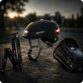 Le pack d'accessoires SYKELL réunit les essentiels pour vos déplacements à vélo électrique. Il comprend un casque urbain équipé d'un éclairage LED avant et arrière pour une meilleure visibilité, un cadenas pliant compact offrant un haut niveau de sécurité et un support de téléphone étanche permettant d'utiliser votre smartphone en toute circonstance. Conçu pour les trajets quotidiens comme les balades, cet ensemble allie sécurité, praticité et design premium.