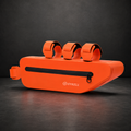 Pochette de cadre de vélo étanche SYKELL orange avec fermeture éclair étanche et trois sangles de fixation.