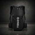 Sac à dos étanche 20L SYKELL noir, vue de face, avec grand compartiment principal, multiples rangements et logo blanc.