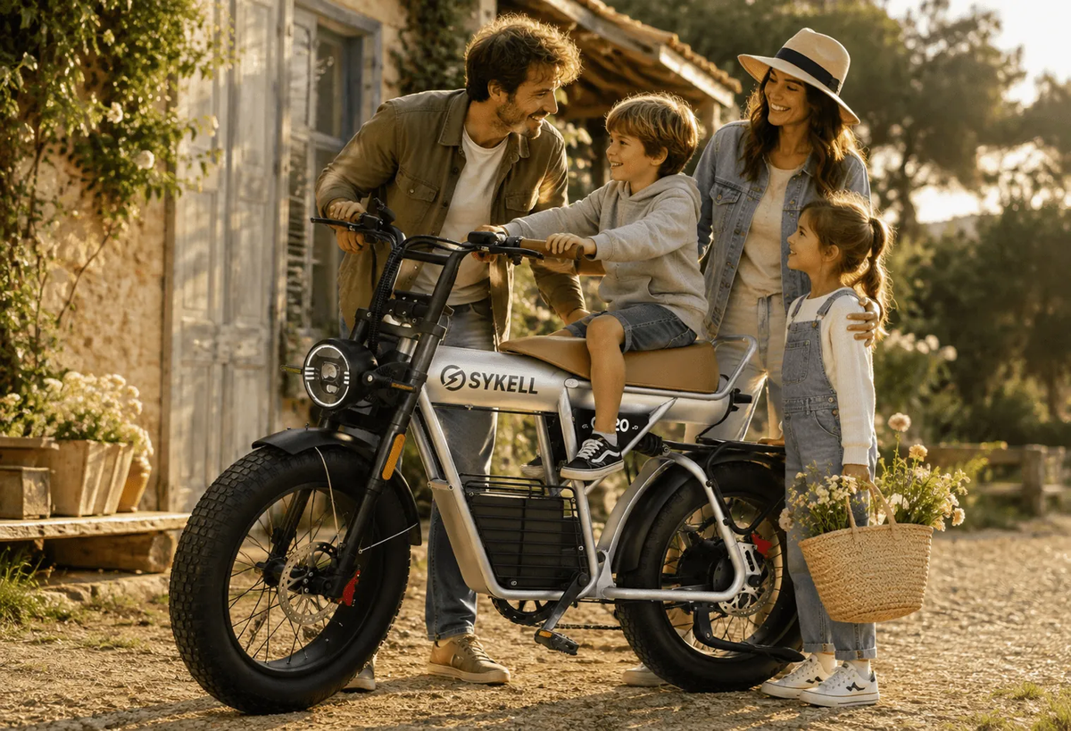 Famille avec le vélo électrique CT20 Sykell