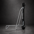 Support mural vélo pliable SYKELL en position ouverte, fixation murale noire et acier pour rangement sécurisé des vélos.