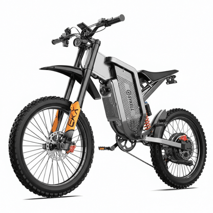 Vélo électrique Sykell MX21 Max vue avant trois quarts, suspension 